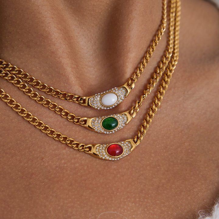 Sirocco Red Stone Curb Necklace