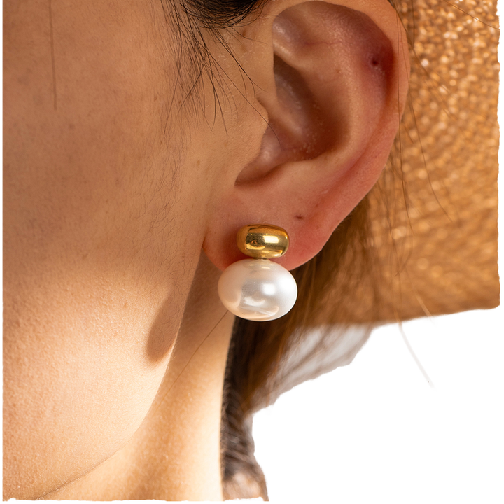 Marea Pearl Drop Stud Earrings