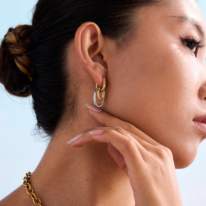 Mistral Two Tone Link Hoop Earrings