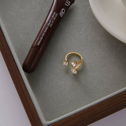 Lumen Triple Zircon Open Ring