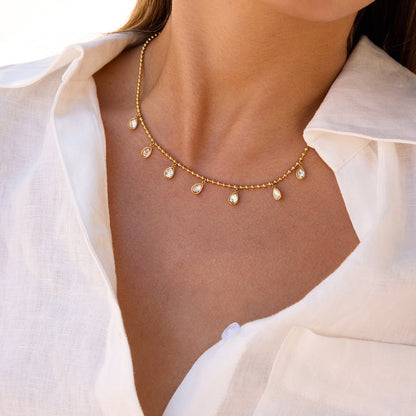 Sundial Beaded Crystal Drop Necklace