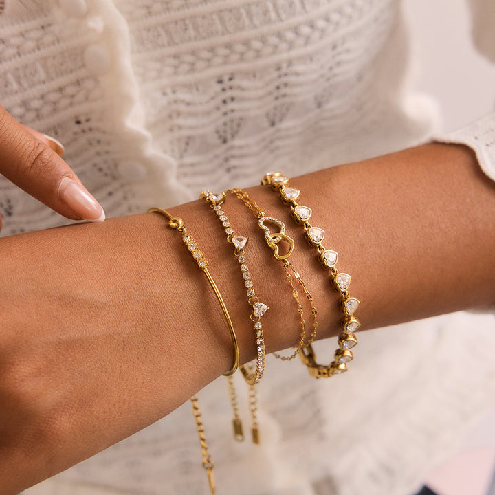 Estiu Double Heart Chain Bracelet