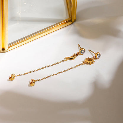 Alba Sun and Moon Chain Earrings