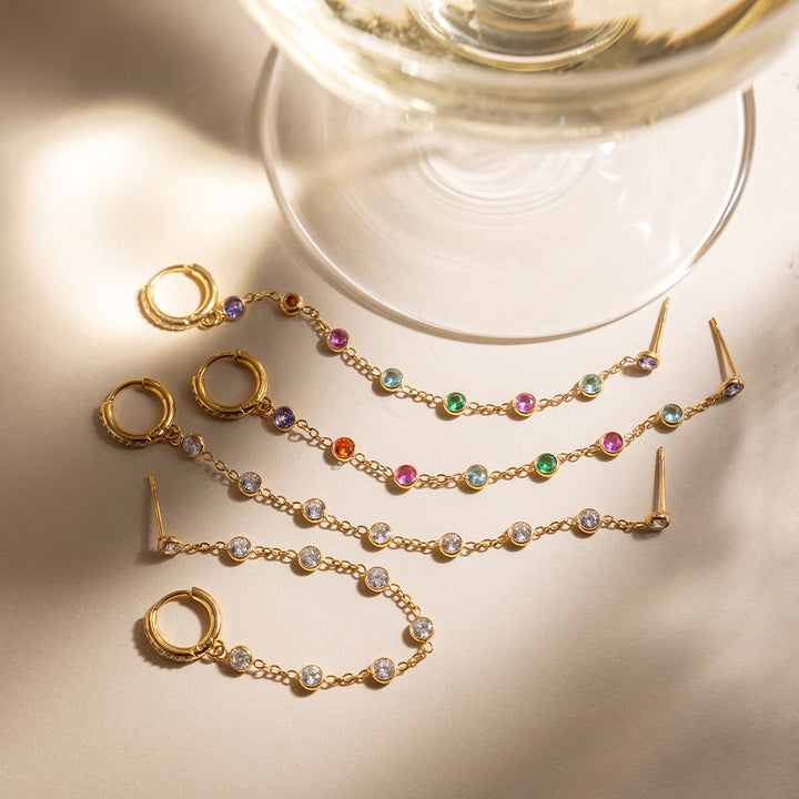 Verbena Crystal Chain Link Earrings