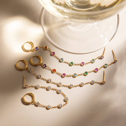 Verbena Crystal Chain Link Earrings