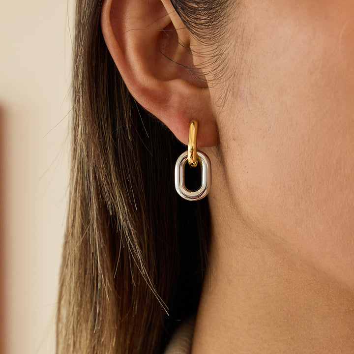 Harbour Two-Tone Oval Link Earrings
