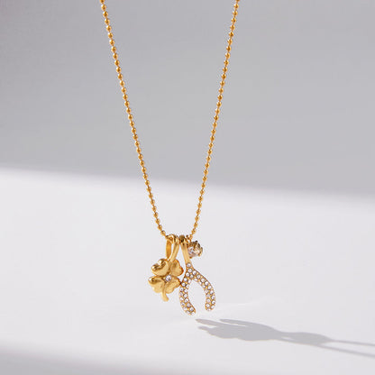 Meltemi Clover and Wishbone Necklace