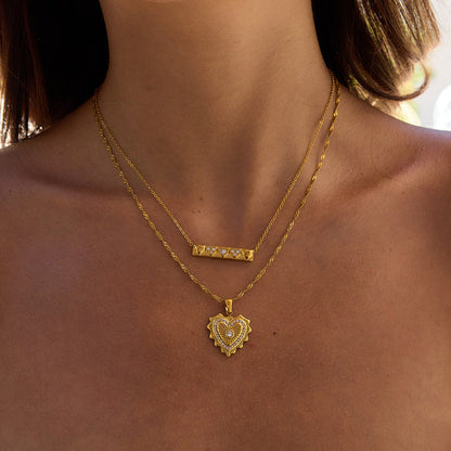 Lumen Ribbed Heart Medallion Necklace