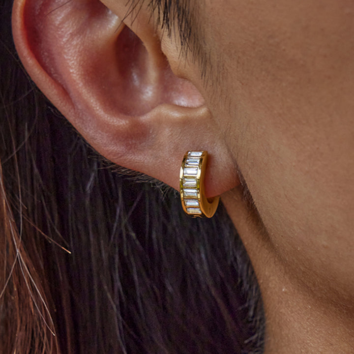 Lagoon Baguette Band Hoop Earrings