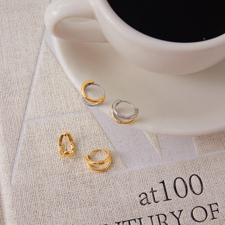 Zephyr Two-Tone Huggie Hoop Earrings