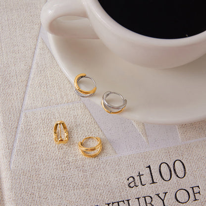 Zephyr Two-Tone Huggie Hoop Earrings