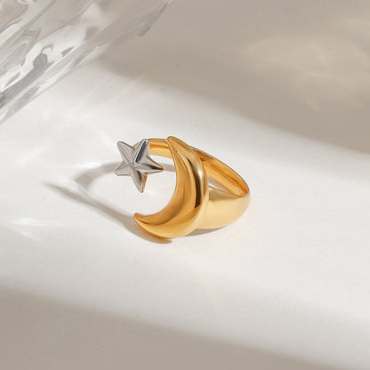 Zephyr Crescent Star Ring