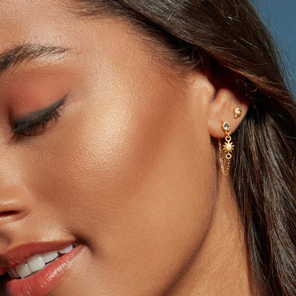 Alba Sun and Moon Chain Earrings