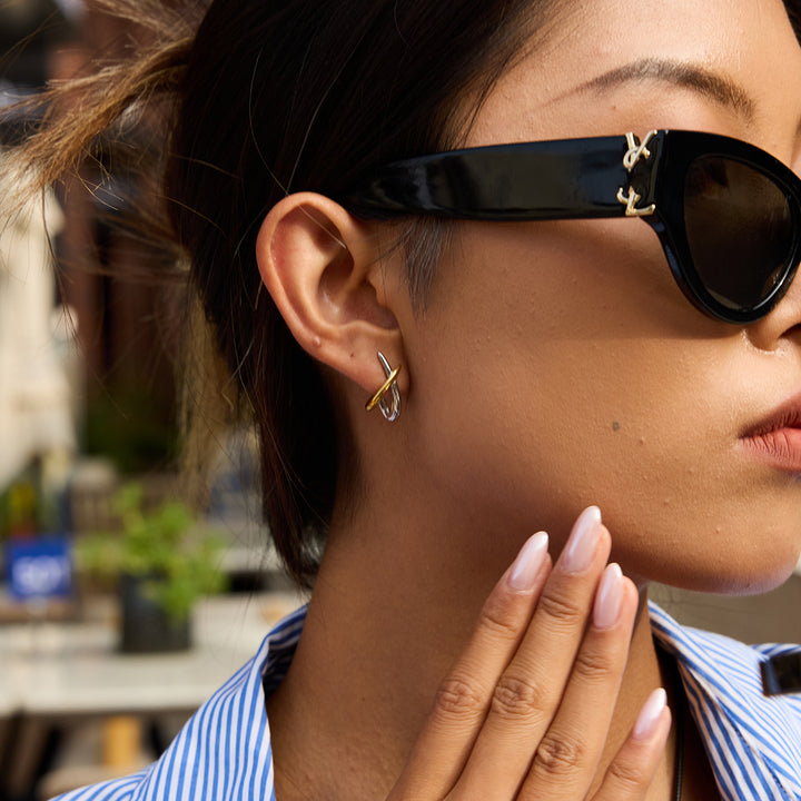 Meltemi Two-Tone Crossover Earrings