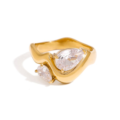 Marea Pear Cut Wave Ring