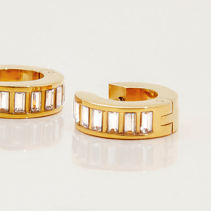 Lagoon Baguette Band Hoop Earrings