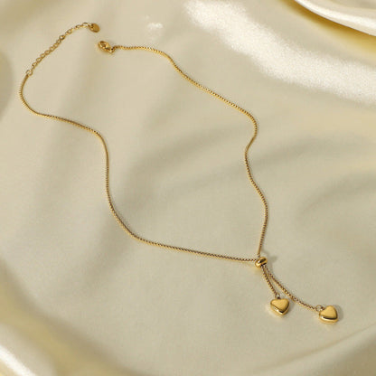 Dune Double Heart Lariat Necklace