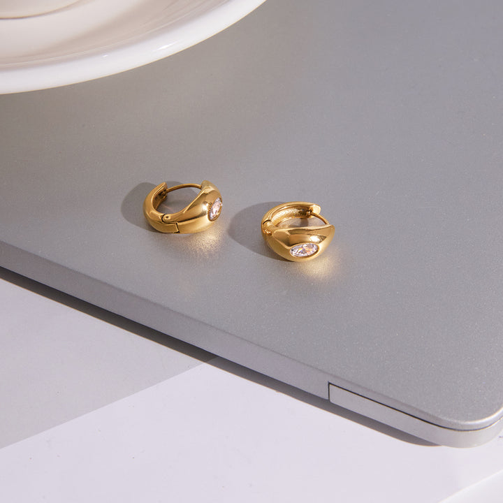 Riviera Domed Crystal Huggie Earrings