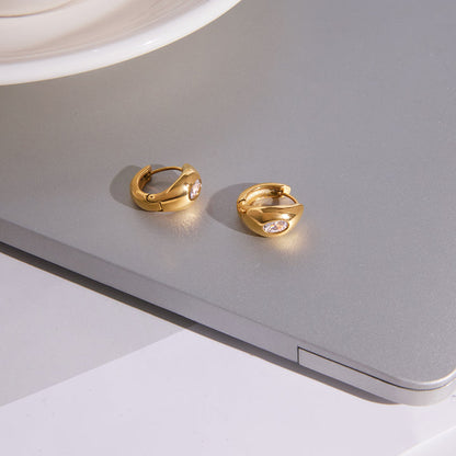 Riviera Domed Crystal Huggie Earrings
