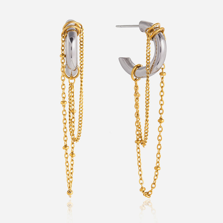 Cala Chain Drape Huggie Earrings