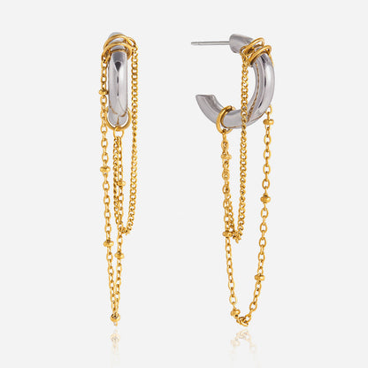 Cala Chain Drape Huggie Earrings