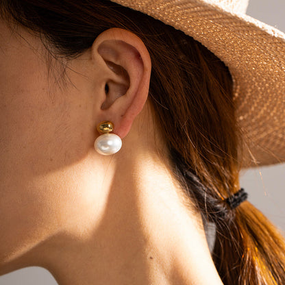 Marea Pearl Drop Stud Earrings