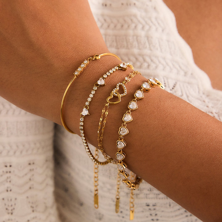 Estiu Double Heart Chain Bracelet