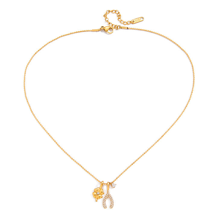 Meltemi Clover and Wishbone Necklace