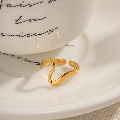 Ondine Curved Wave Open Ring
