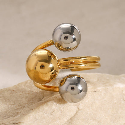 Cala Two-Tone Sphere Open Ring