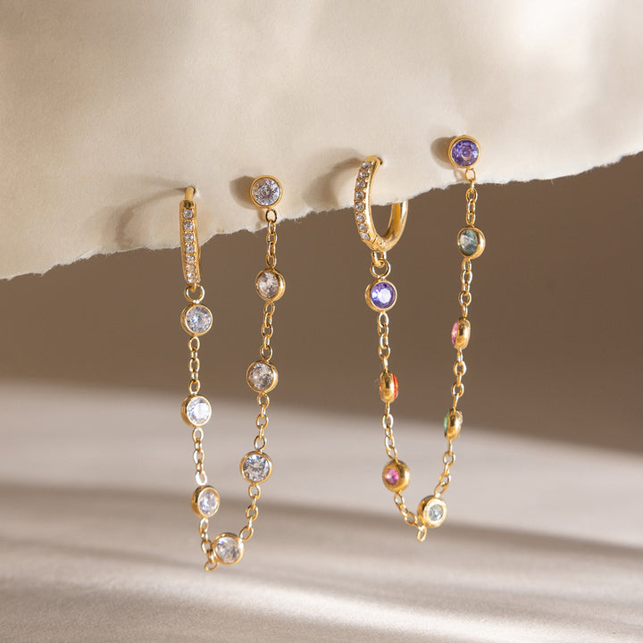 Verbena Crystal Chain Link Earrings