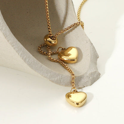 Dune Double Heart Lariat Necklace
