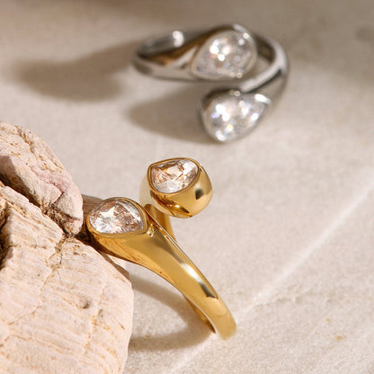 Aegean Double Teardrop Open Ring