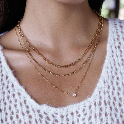 Ponent Paperclip Layered Chain Necklace