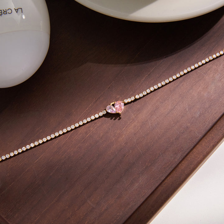 Oleander Pink Heart Tennis Bracelet