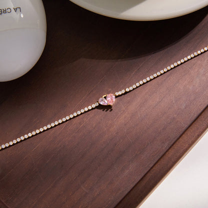 Oleander Pink Heart Tennis Bracelet
