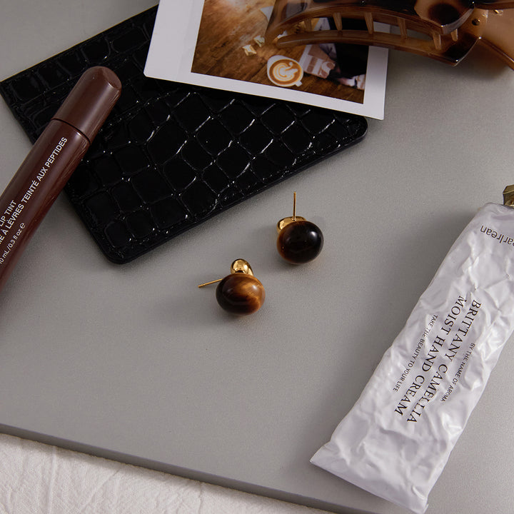 Solstice Natural Stone Dome Earrings