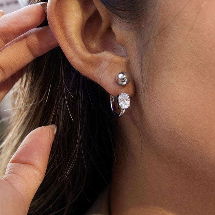 Riviera Oval Stone C-Hoop Earrings