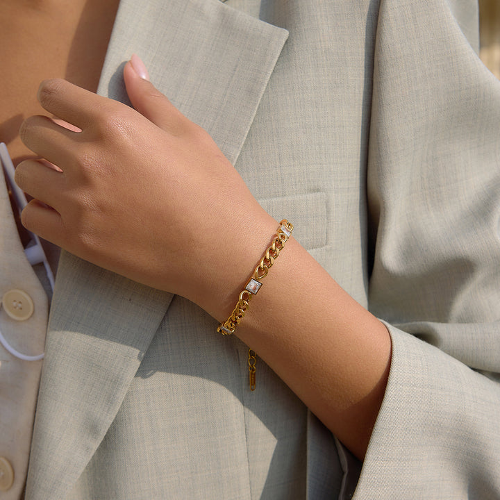 Sirocco Square Stone Curb Chain Bracelet