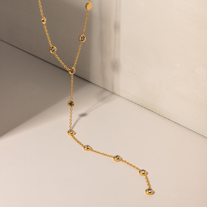 Formentera Bezel-Set Lariat Necklace