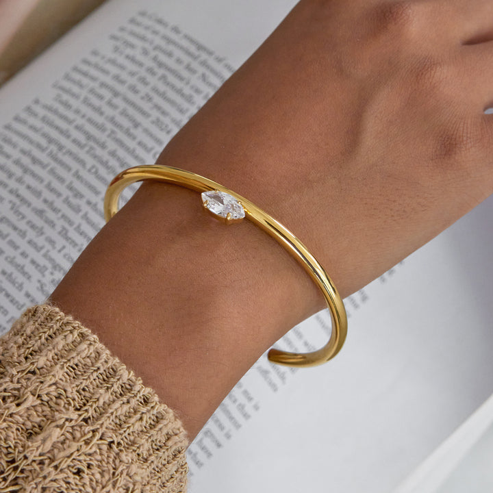 Olive Branch Marquise Cuff Bracelet