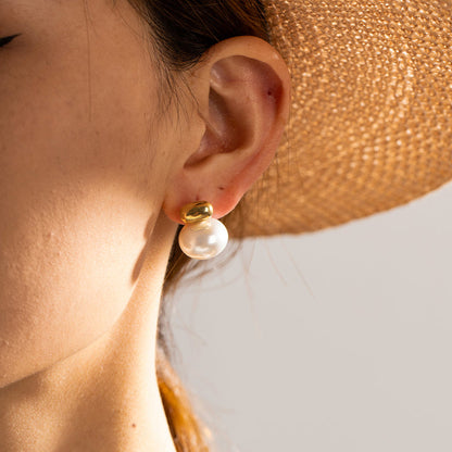 Marea Pearl Drop Stud Earrings