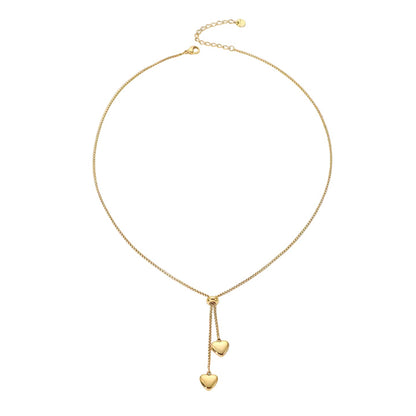 Dune Double Heart Lariat Necklace