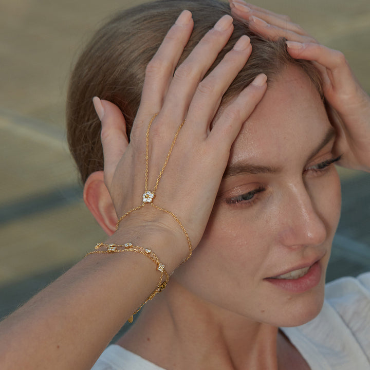 Almond Blossom Hand Chain Bracelet