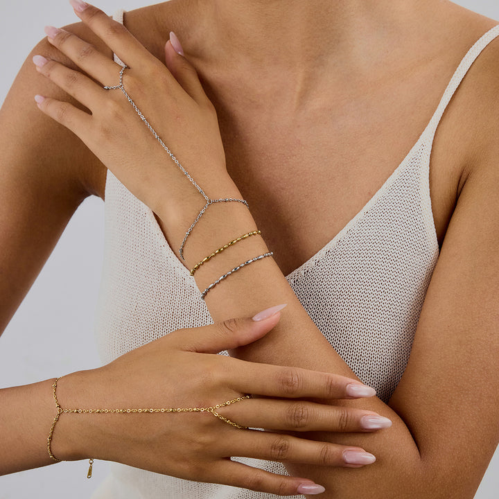 Salt Air Beaded Hand Chain Bracelet