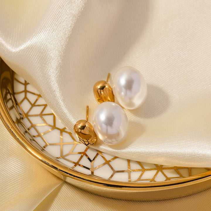 Marea Pearl Drop Stud Earrings