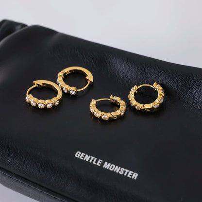 Seaspray Bezel-Set Huggie Earrings