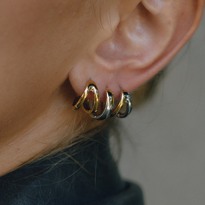 Zephyr Two-Tone Huggie Hoop Earrings