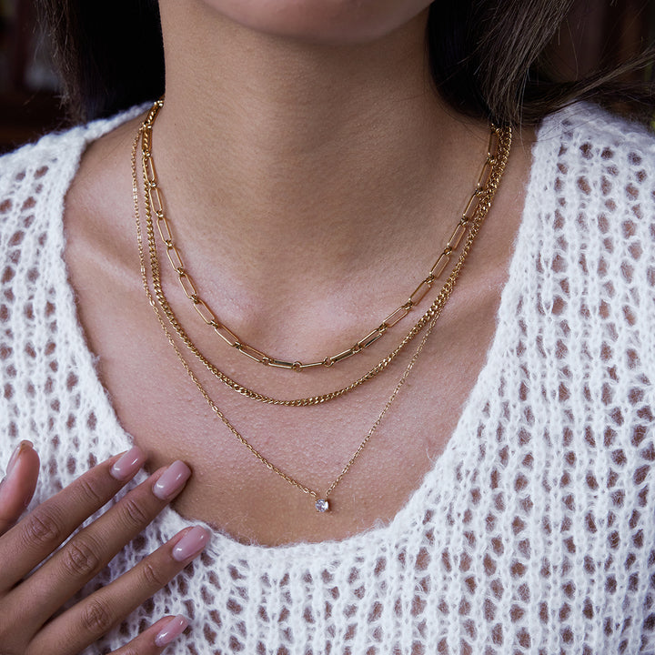 Ponent Paperclip Layered Chain Necklace
