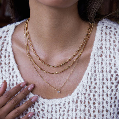 Ponent Paperclip Layered Chain Necklace